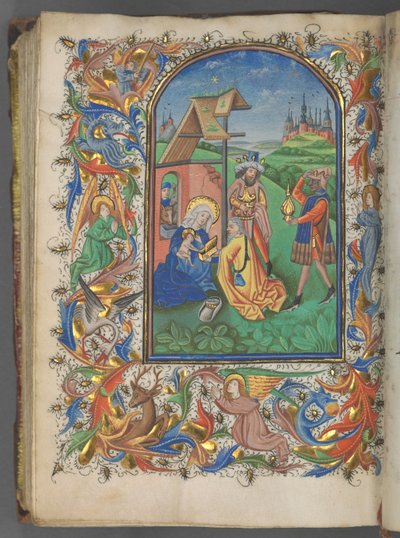 Timebog Brug af Utrecht: fol. 221v, Tilbedelse af Magi, ca. 1460-1465. af Master of Gijsbrecht van Brederode