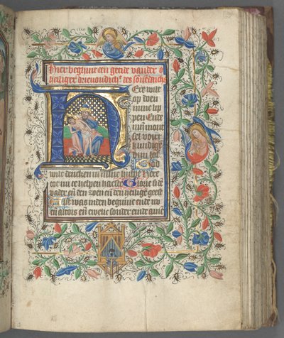 Timebog Brug af Utrecht: fol. 63r, Initial med Hellig Treenighed, ca. 1460-1465. af Master of Gijsbrecht van Brederode