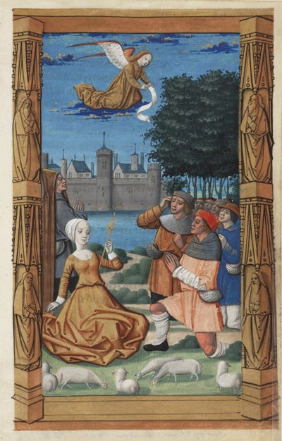 Bebudelse til hyrderne, fra en timebog, c.1485 af Master of Guillaume Lambert