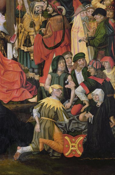 Soldaterne trækker lod om Kristi tøj, detalje fra The Crucifixion, ca. 1500 (se 148971 og 150815) af Master of Hamburg
