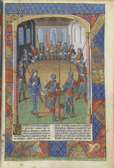 Lancelot af søen. Kong Arthur og ridderne af det runde bord, 1494. af Master of Jacques de Besançon