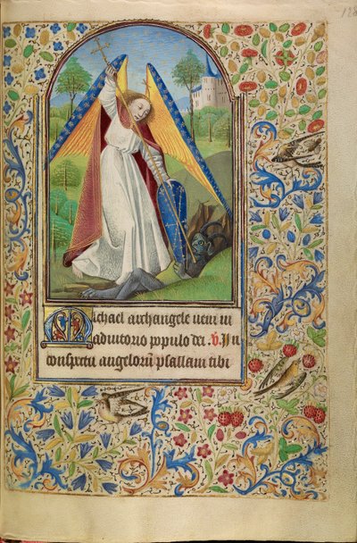 Sankt Michael kæmper mod djævelen af Master of Jacques of Luxembourg