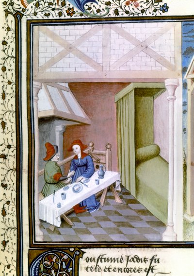 En scene fra Dekameronen, Salabetto og Iancofiore. 1430-1455 (miniature) af Master of Mansel