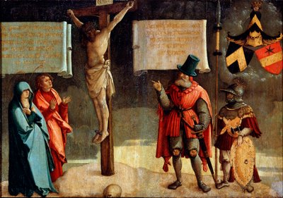 Korsfæstelse med donorer, 1500-tallet. af Master of Messkirch