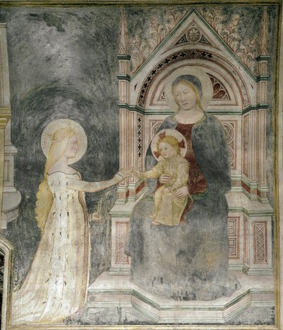 Kristi spirituelle ægteskab med Sankt Maria Magdalena, detaljer. (ca. 1377, Fresco placeret på lærred) af Master of Mocchirolo