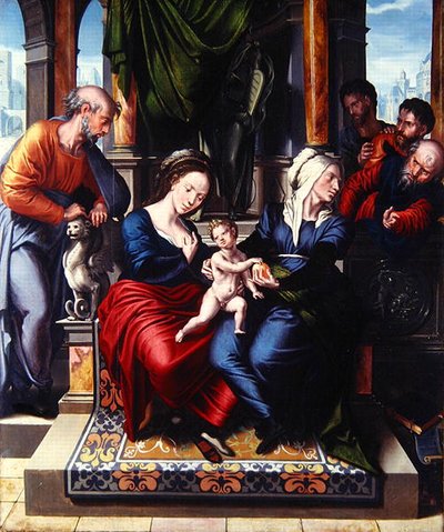 Den hellige familie (olie på panel) af Master of Paul and Barnabas