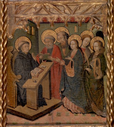 Jomfru Maria og de hellige Peter, Paul, Johannes Evangelisten og Katarina af Alexandria viser sig for Sankt Martin af Master of Riglos