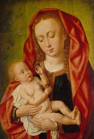 Jomfru og barn med en guldsmede, ca. 1500. af Master of Saint Gilles