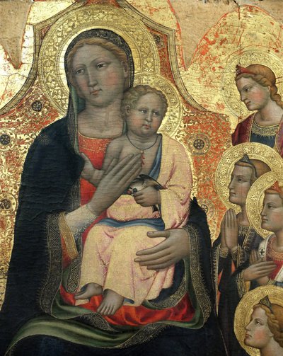 Jomfruen og barnet omgivet af 8 engle, detalje (maleri) af Master of St. Verdiana
