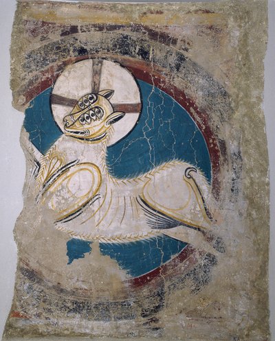 Apokalyptisk lam (fra Sant Climent de Tauell) - Master of Tahull (Master of Sant Climent de Tauell) (aktivt 1100-tal) - ca 1123 - Fresco - 146x113 - Museu Nacional d