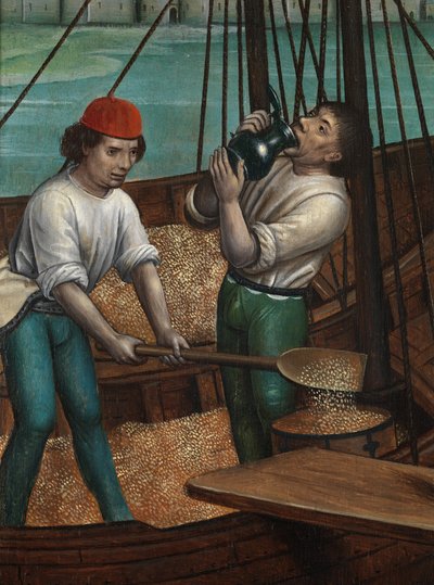 Detalje af kornets mirakel, fra St. Nicholas altertavle, ca. 1486-93 (olie på panel) af Master of The Legend of St. Lucy