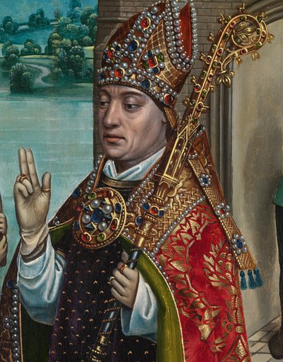 Detalje af kornets mirakel, fra St. Nicholas altertavle, ca. 1486-93 (olie på panel) af Master of The Legend of St. Lucy