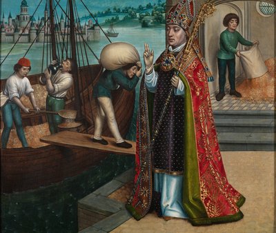 Kornets mirakel, fra St. Nicholas altertavle, ca. 1486-93 (olie på panel) af Master of The Legend of St. Lucy