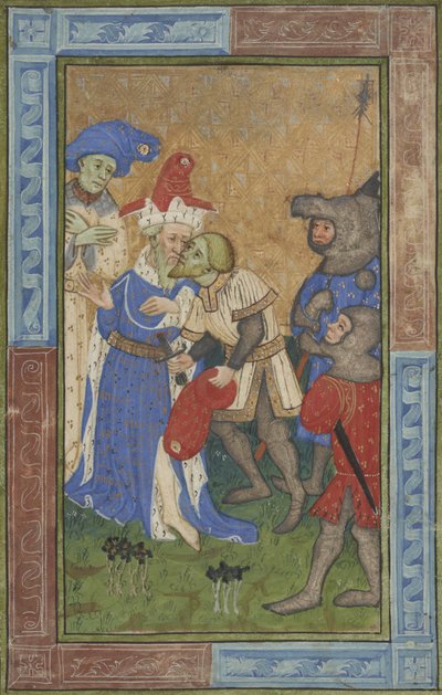 Attentatscene Ms B.11.7, ca. 1420 (tempera, sølv og guldmaling på pergament) af Master of Trinity College