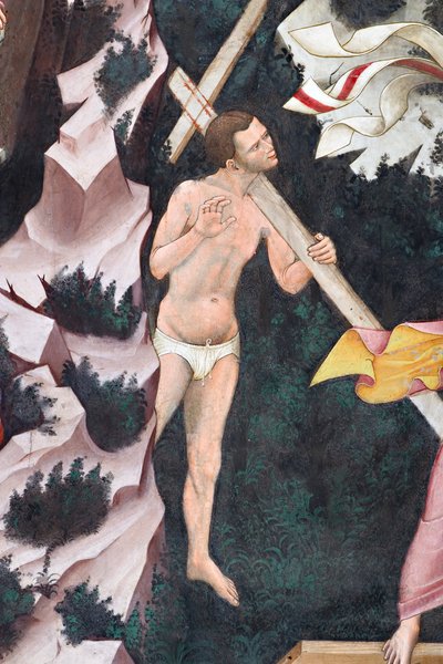 "Opstandelse" og "Descent into Limbo", Detalje af "Descent into Limbo": the Good Thief, ca. 1420 (fresco) af Master of Vignola
