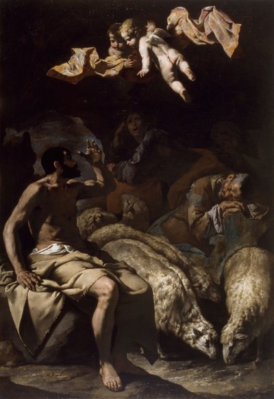 Englen, der viser sig for hyrderne, 1600-50. af Master of the Annunciation to the Shepherds