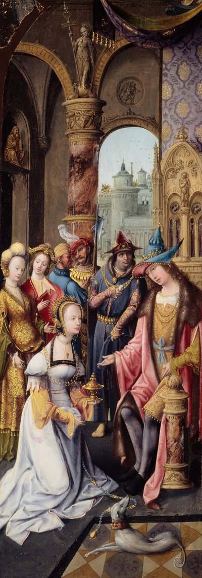 Kong Salomon modtager dronningen af Saba, 151520. af Master of the Antwerp Adoration