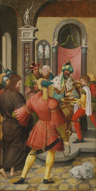 Vingen af en altertavle: Kristus foran Pilatus af Master of the Antwerp Adoration