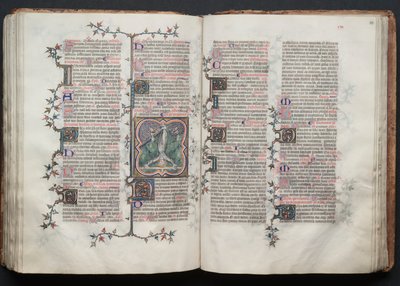 The Gotha Missal: Fol. 117v, Sankt Peter bundet på hovedet til kors, ca. 1375. af Master of the Boqueteaux
