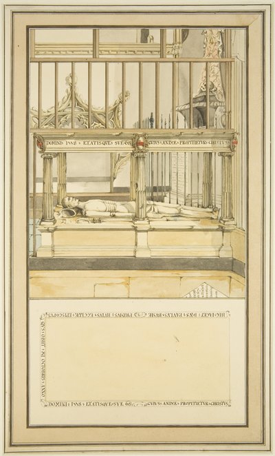 Biskop Paul Bushs grav i Bristol Cathedral, ca. 1799 (akvarel på papir) af Master of the Bristol Church Monuments