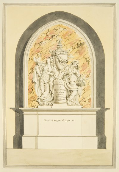 Tomb of Mrs. Elizabeth Draper, død 1835, i Bristol Cathedral (akvarel på papir) af Master of the Bristol Church Monuments