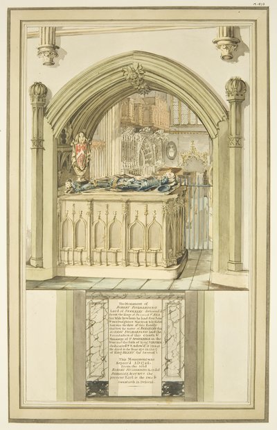 Tomb of Robert Fitzharding, død 1170, i Bristol Cathedral, ca. 1799 (akvarel på papir) af Master of the Bristol Church Monuments