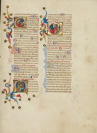 Initial E: Sankt Lucia; Initial M: Sankt Thomas; Initial D: Sankt Thomas Prædiken af Master of the Brussels Initials