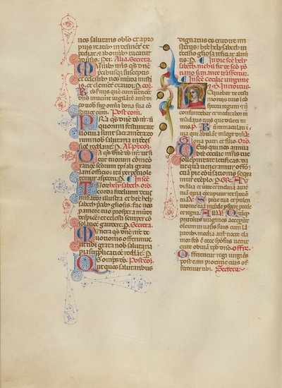 Initial L: Sankt Cecilia af Master of the Brussels Initials