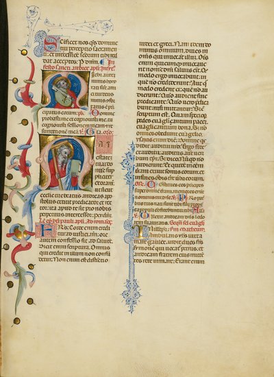 Initial M: Sankt Peter; Initial M: Sankt Andreas af Master of the Brussels Initials