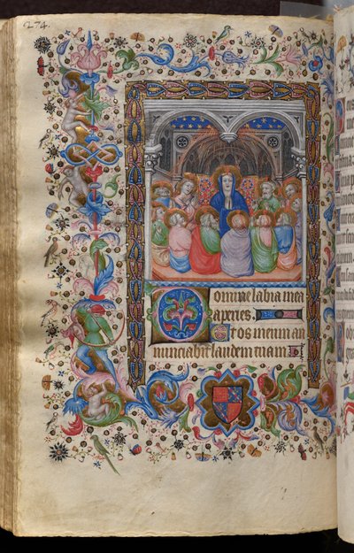 Timebog for Karl den Ædle, konge af Navarra (1361-1425): fol. 137v, pinse af Master of the Brussels Initials and Associates