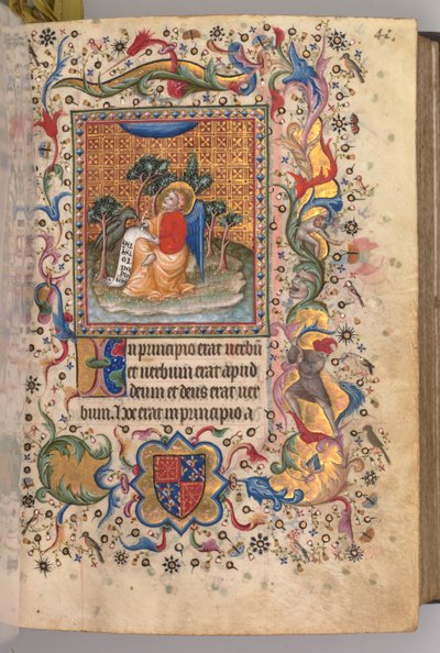 Timer for Karl den Adelige, konge af Navarra 1361-1425: fol.1r, St. John the Evagelist, ca. 1405. af Master of the Brussels Initials and Associates