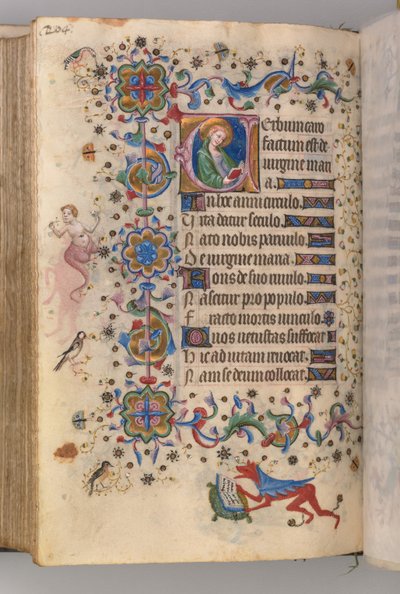 Timer for Karl den Adelige, konge af Navarra 1361-1425: fol. 102v, tekst, ca. 1405. af Master of the Brussels Initials and Associates