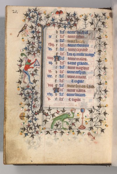 Timer for Karl den Adelige, konge af Navarra 1361-1425: fol. 10v, oktober, ca. 1405. af Master of the Brussels Initials and Associates