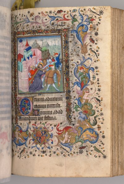 Timer for Karl den Adelige, konge af Navarra 1361-1425: fol. 170v, Kristus der bærer korset, ca. 14 af Master of the Brussels Initials and Associates
