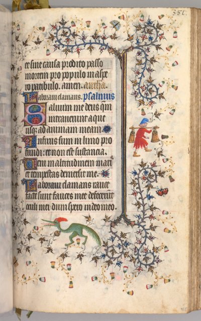 Timer for Karl den Adelige, konge af Navarra 1361-1425: fol. 186r, Tekst, ca. 1405. af Master of the Brussels Initials and Associates