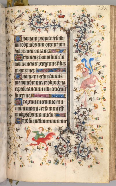 Timer for Karl den Adelige, konge af Navarra 1361-1425: fol. 187r, Tekst, ca. 1405. af Master of the Brussels Initials and Associates