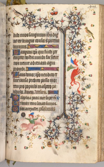 Timer for Karl den Adelige, konge af Navarra 1361-1425: fol. 195r, Tekst, ca. 1405. af Master of the Brussels Initials and Associates