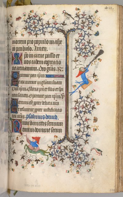 Timer for Karl den Adelige, konge af Navarra 1361-1425: fol. 200r, tekst, ca. 1405. af Master of the Brussels Initials and Associates