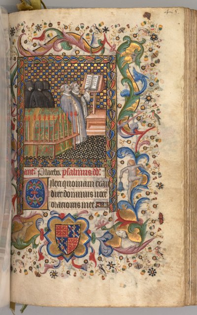 Timer for Karl den Adelige, konge af Navarra 1361-1425: fol. 202r, De dødes kontor, ca. 1405. af Master of the Brussels Initials and Associates