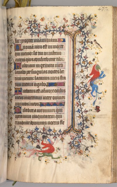 Timer for Karl den Adelige, konge af Navarra 1361-1425: fol. 213r, Tekst, ca. 1405. af Master of the Brussels Initials and Associates