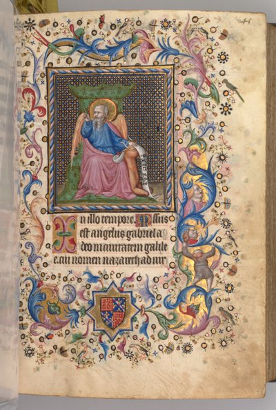 Timer for Karl den Adelige, konge af Navarra 1361-1425: fol. 23r, St. Luke, ca. 1405. af Master of the Brussels Initials and Associates