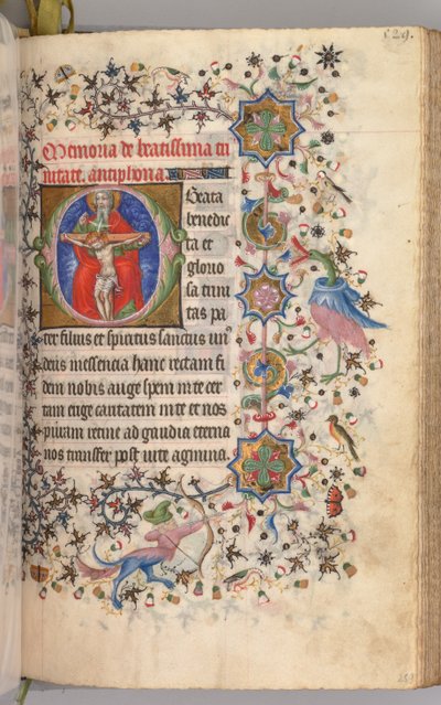 Timer for Karl den Adelige, konge af Navarra 1361-1425: fol. 259r, Treenigheden, ca. 1405. af Master of the Brussels Initials and Associates