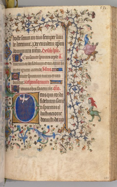 Timer for Karl den Adelige, konge af Navarra 1361-1425: fol. 260r, Helligånd, ca. 1405. af Master of the Brussels Initials and Associates