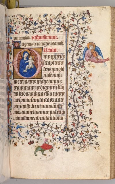 Timer for Karl den Adelige, konge af Navarra 1361-1425: fol. 261r, Jomfru og Barn, ca. 1405. af Master of the Brussels Initials and Associates