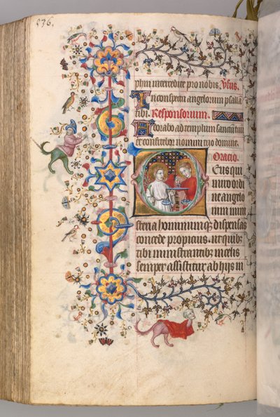 Timer for Karl den Adelige, konge af Navarra 1361-1425: fol. 262v, tekst, ca. 1405. af Master of the Brussels Initials and Associates