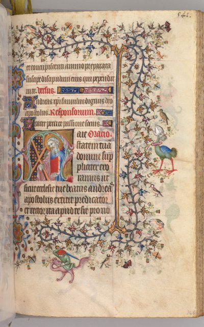 Timer for Karl den Adelige, konge af Navarra 1361-1425: fol. 265r, St. Andrew, ca. 1405. af Master of the Brussels Initials and Associates