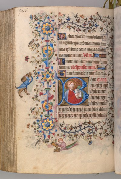 Timer for Karl den Adelige, konge af Navarra 1361-1425: fol. 267v, tekst, ca. 1405. af Master of the Brussels Initials and Associates