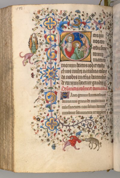 Timer for Karl den Adelige, konge af Navarra 1361-1425, fol. 280V, SS. Job og Eustace, ca. 1405. af Master of the Brussels Initials and Associates
