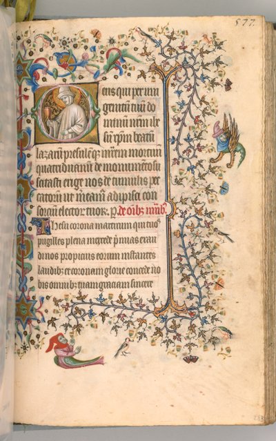 Timer for Karl den Adelige, konge af Navarra 1361-1425, fol. 283r, Sankt Lazarus, ca. 1405. af Master of the Brussels Initials and Associates