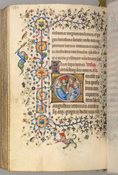 Timer for Karl den Adelige, konge af Navarra 1361-1425, fol. 284v, Kirkens fire læger, ca. 1 af Master of the Brussels Initials and Associates